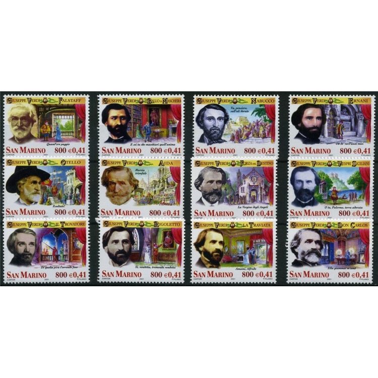 SAN MARINO 2001 Giuseppe Verdi 12v MNH**