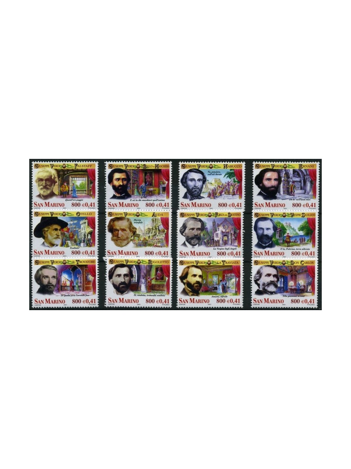 SAN MARINO 2001 Giuseppe Verdi 12v MNH**