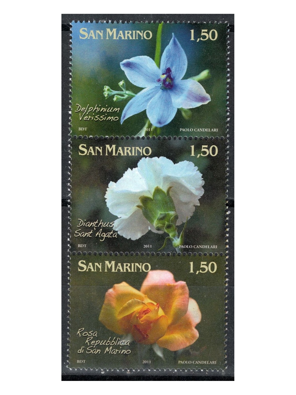 SAN MARINO 2011 Fiori dedicati a San Marino 3v MNH**
