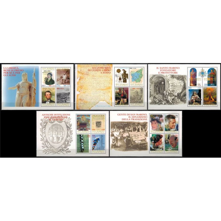 SAN MARINO 2000 17 centuries of freedom 5 s/s MNH**