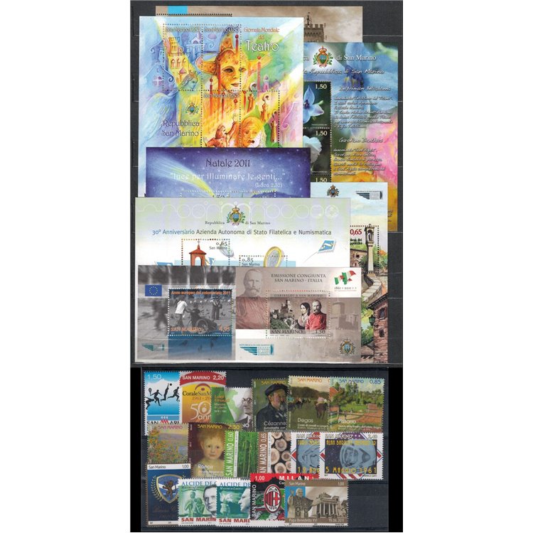 SAN MARINO 2011 Annata completa 17v + 8 BF MNH**