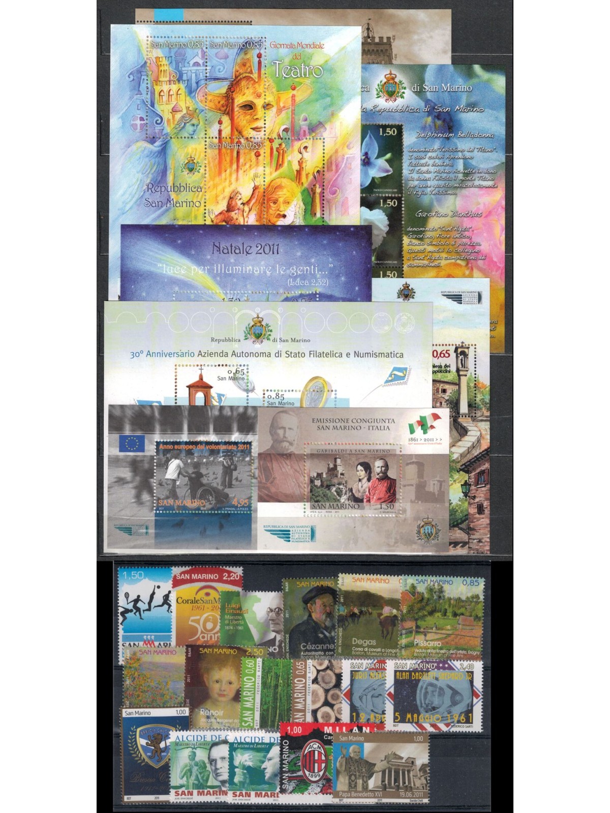 SAN MARINO 2011 Complete Year 17v + 8 s/s MNH**