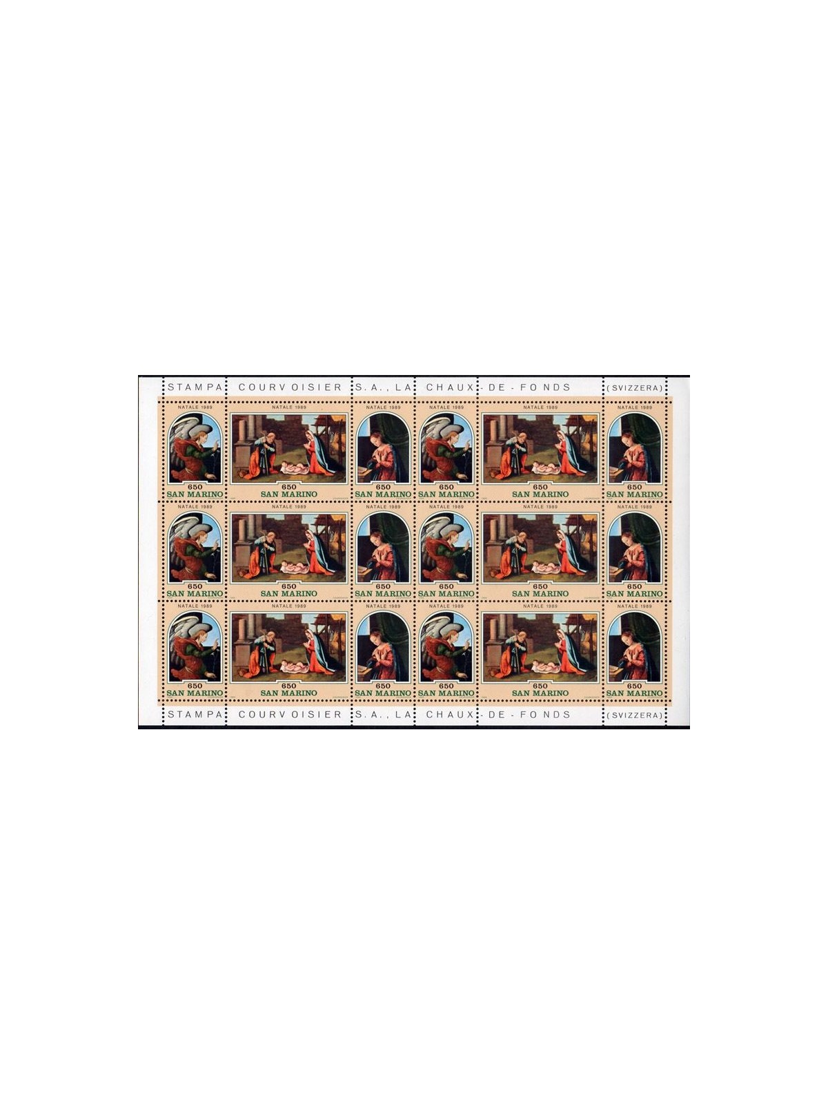 SAN MARINO 1989 Christmas m/s MNH**