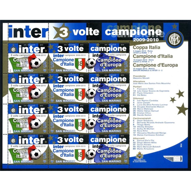 SAN MARINO 2010 Inter 3 times champion m/s MNH**