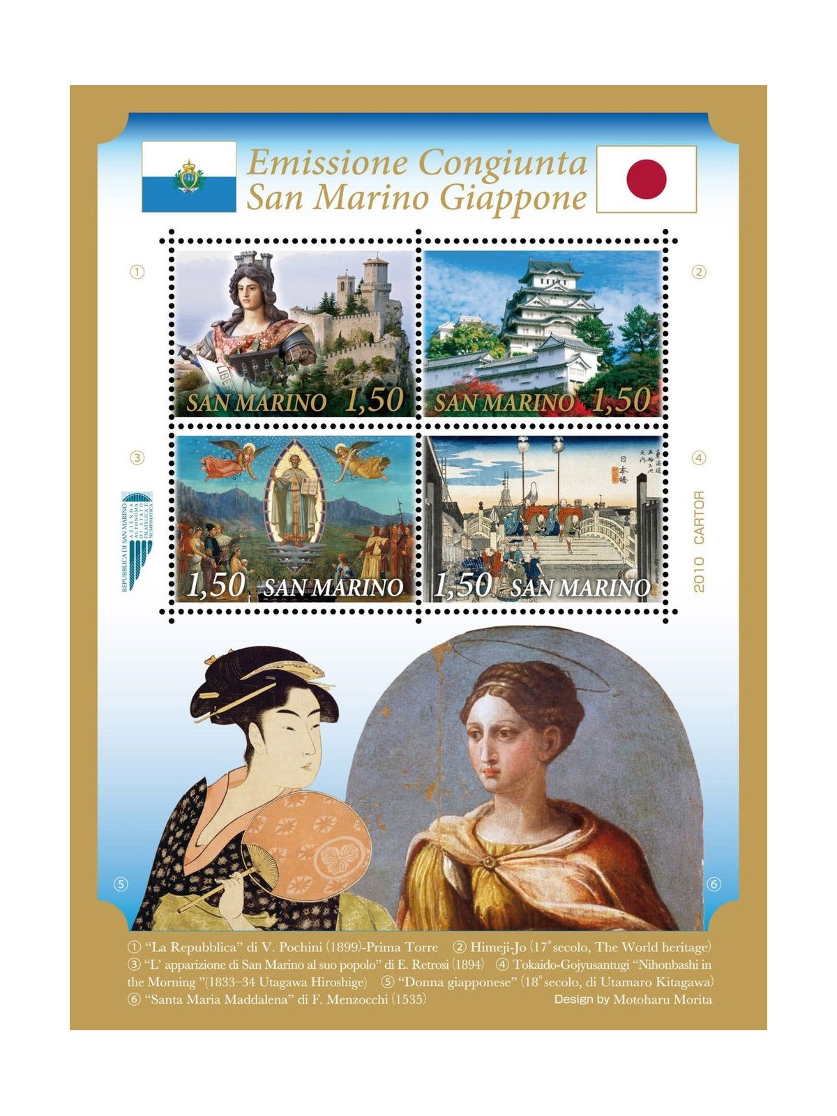 SAN MARINO 2010 Emissione congiunta San Marino e Giappone BF MNH**