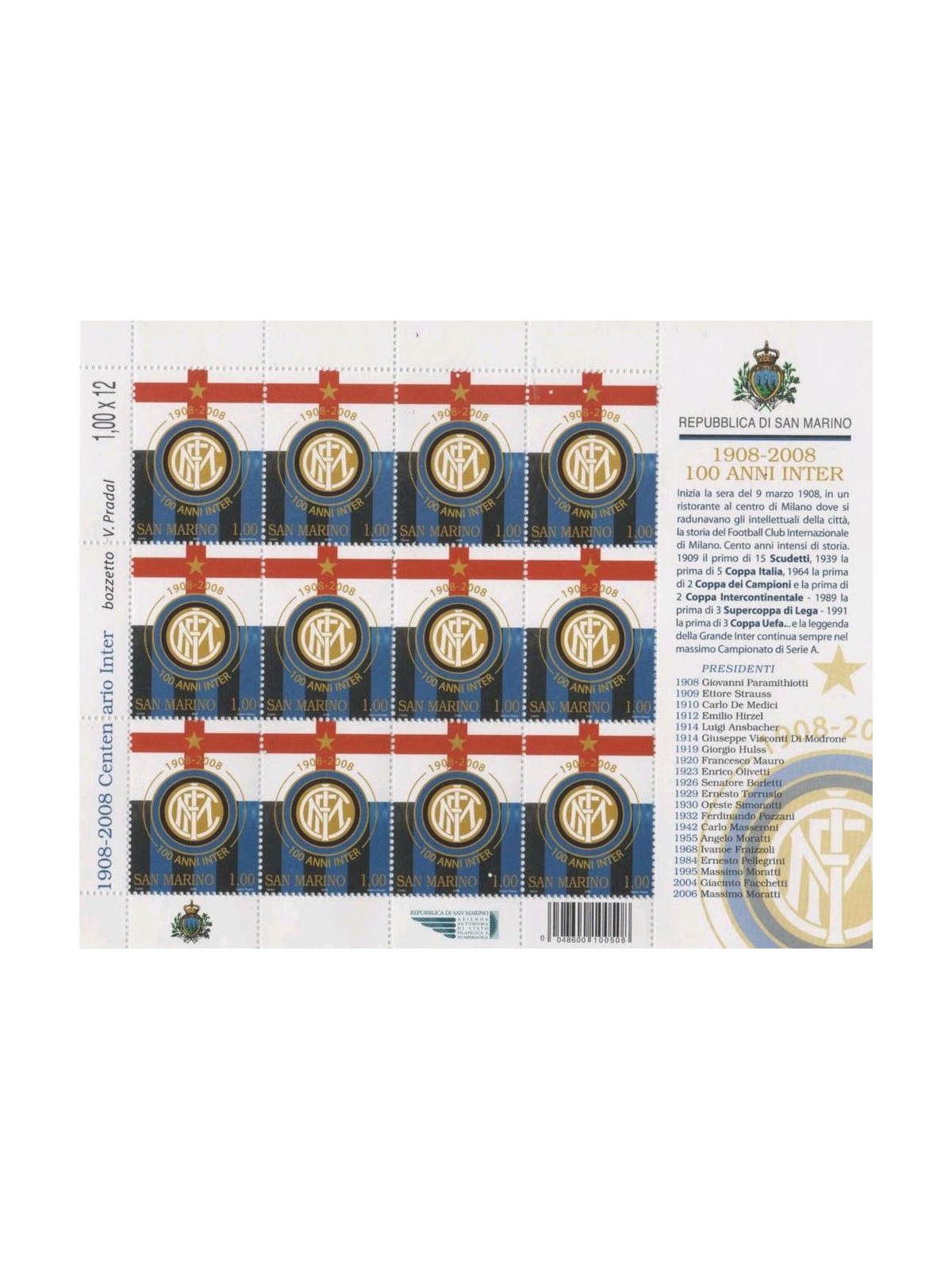SAN MARINO 2008 Centenary of Inter m/s MNH**