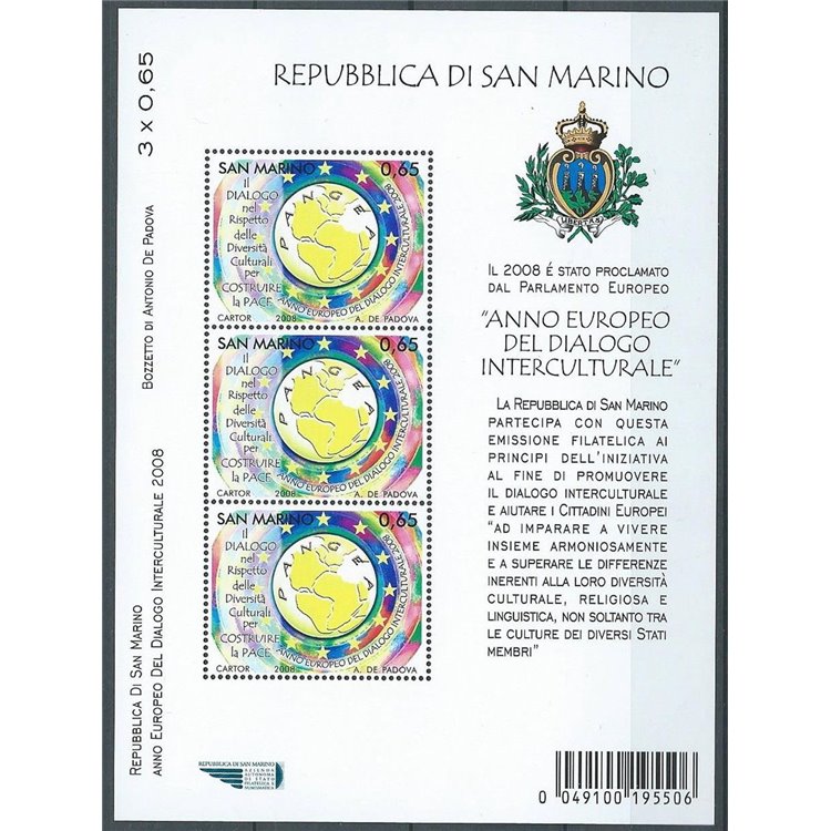 SAN MARINO 2008 Dialogo Interculturale BF MNH**