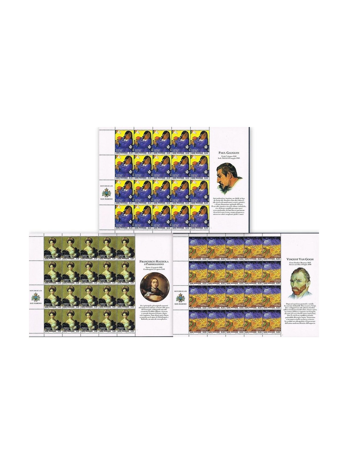 SAN MARINO 2003 Grandi maestri della pittura 3 MF MNH**