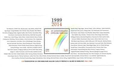 VATICANO 2014 Muro di Berlino BF MNH**
