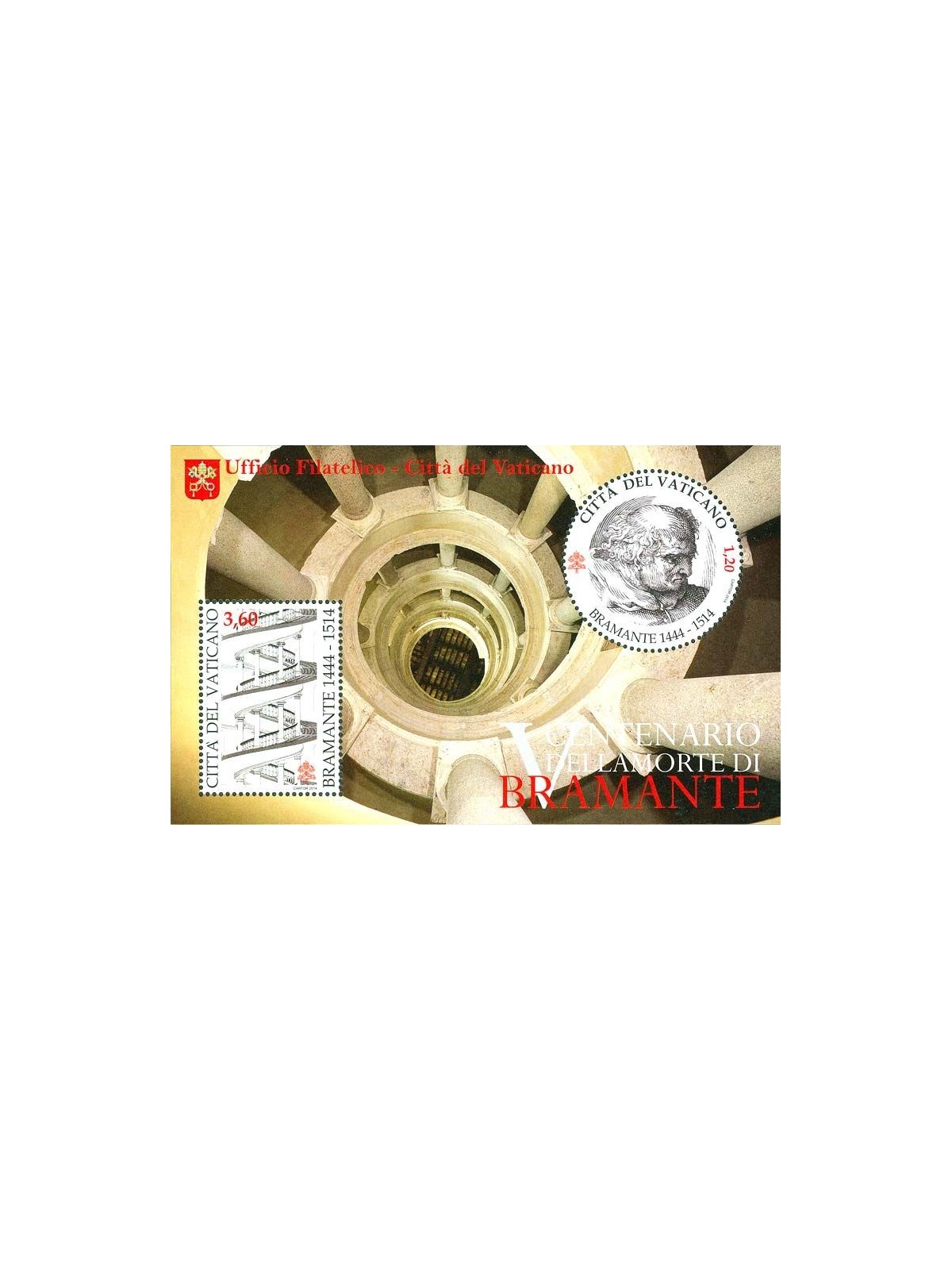 VATICANO 2014 Anniversario della morte di Bramante BF MNH**