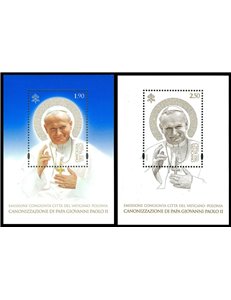 VATICANO 2014 Canonizzazione di Papa Giovanni Paolo II 2 BF MNH**