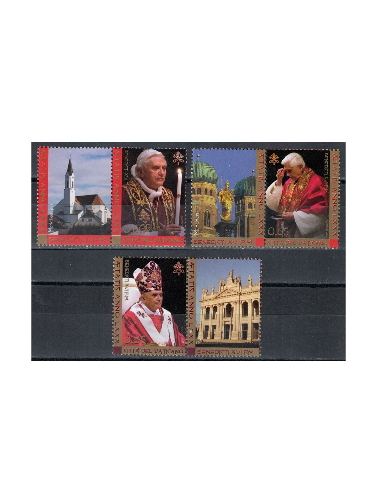 VATICAN 2007 Birthday of Pope Benedict XVI 3v MNH**