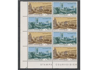 SAN MARINO 1977 Independence of Romania 2v in block of four MNH**