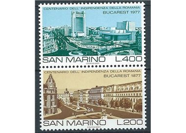 SAN MARINO 1977 Independence of Romania 2v MNH**