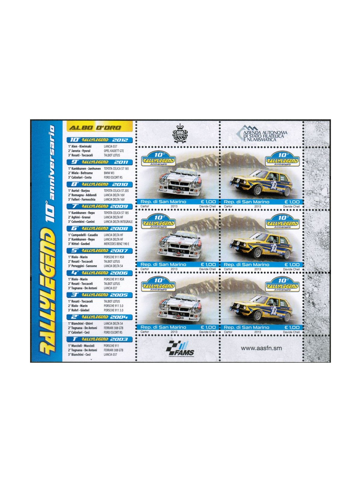 SAN MARINO 2013 Rally Legend m/s MNH**