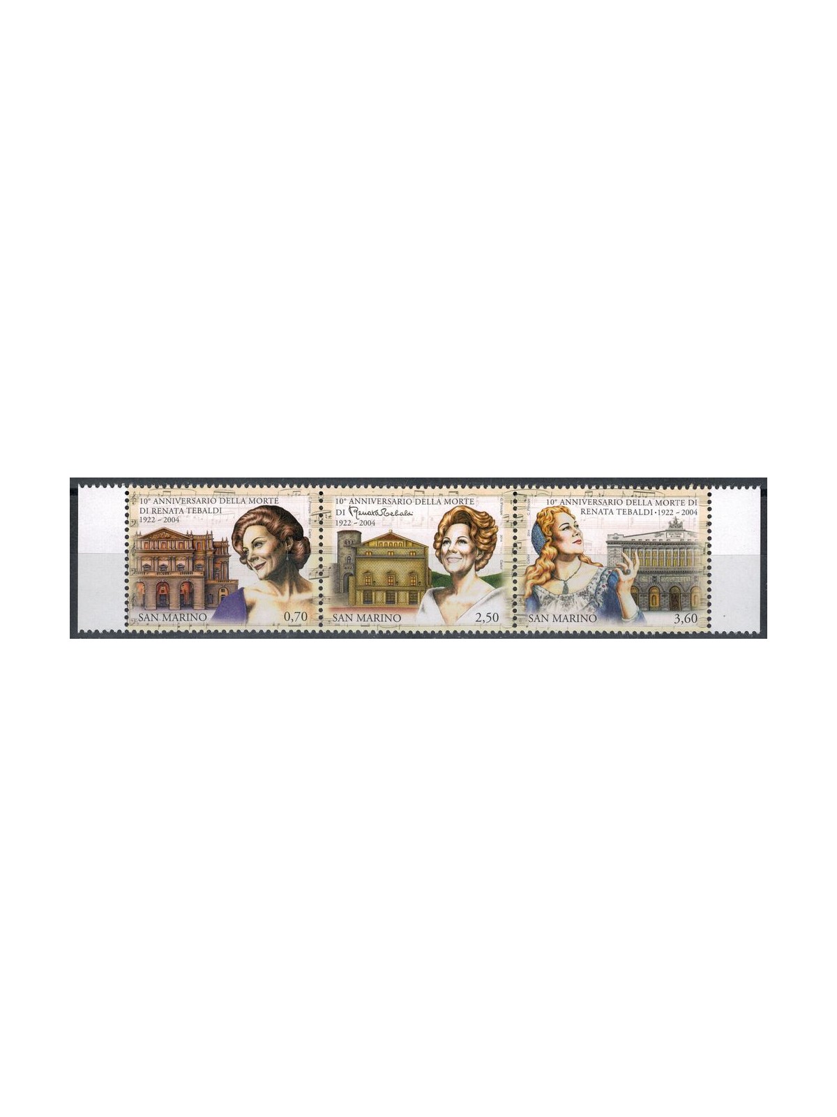 SAN MARINO 2014 Renata Tebaldi 3v MNH**