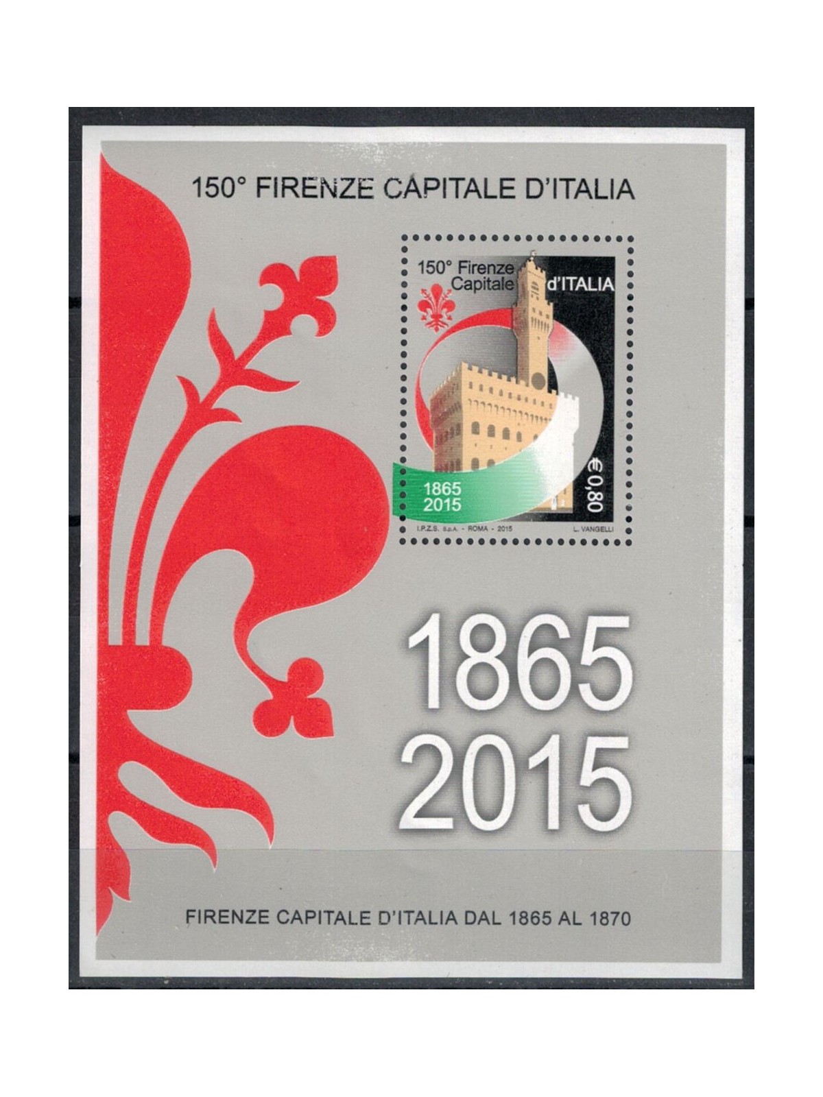 ITALIA 2015 Firenze capitale d'Italia BF MNH**