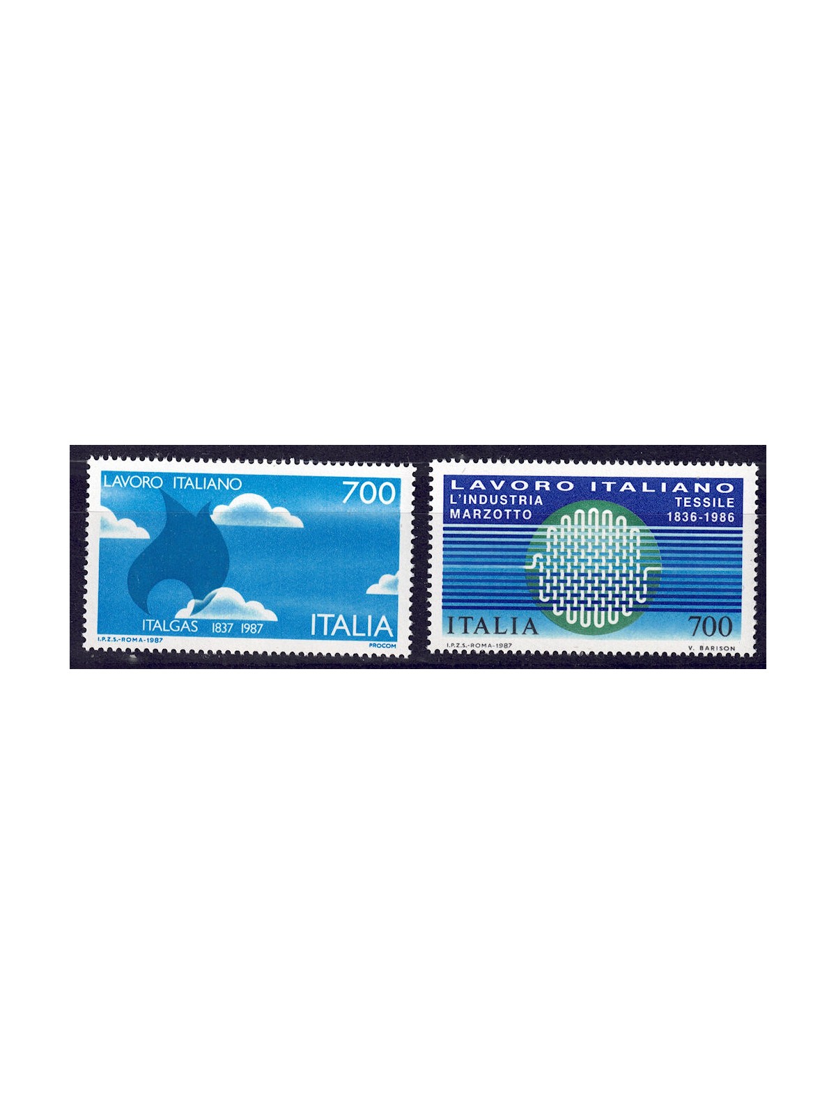 ITALIA 1987 Lavoro italiano 2v MNH**