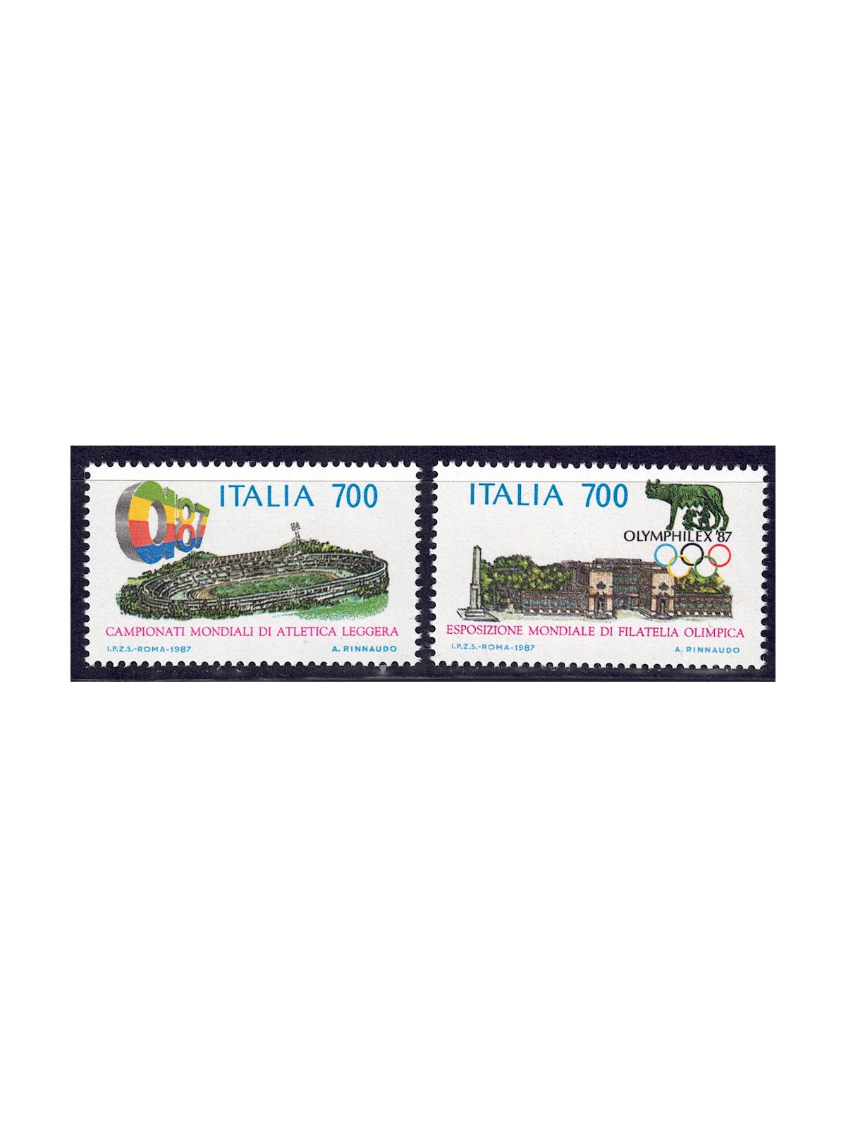 ITALIA 1987 Atletica leggera 2v MNH**