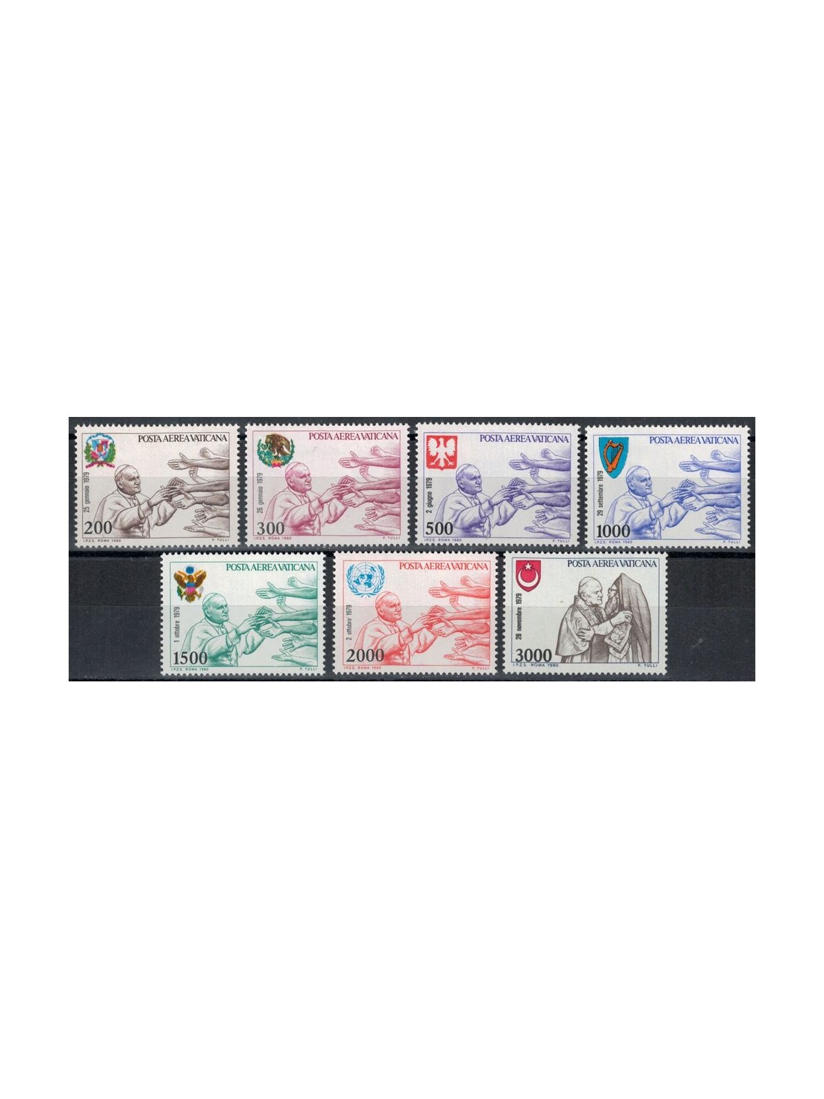 VATICAN 1980 Travels of John Paul II 7v MNH**