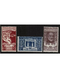 ITALY KINGDOM 1922 Giuseppe Mazzini 3v MH*