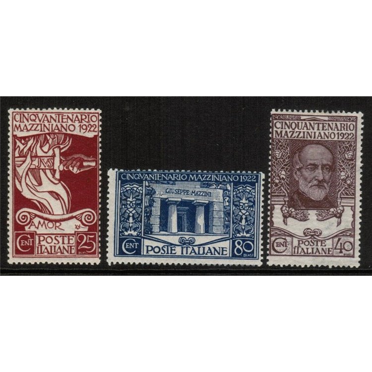 ITALY KINGDOM 1922 Giuseppe Mazzini 3v MH*