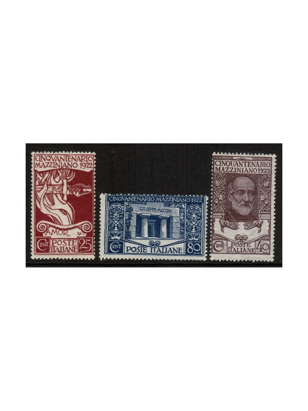 ITALY KINGDOM 1922 Giuseppe Mazzini 3v MH*