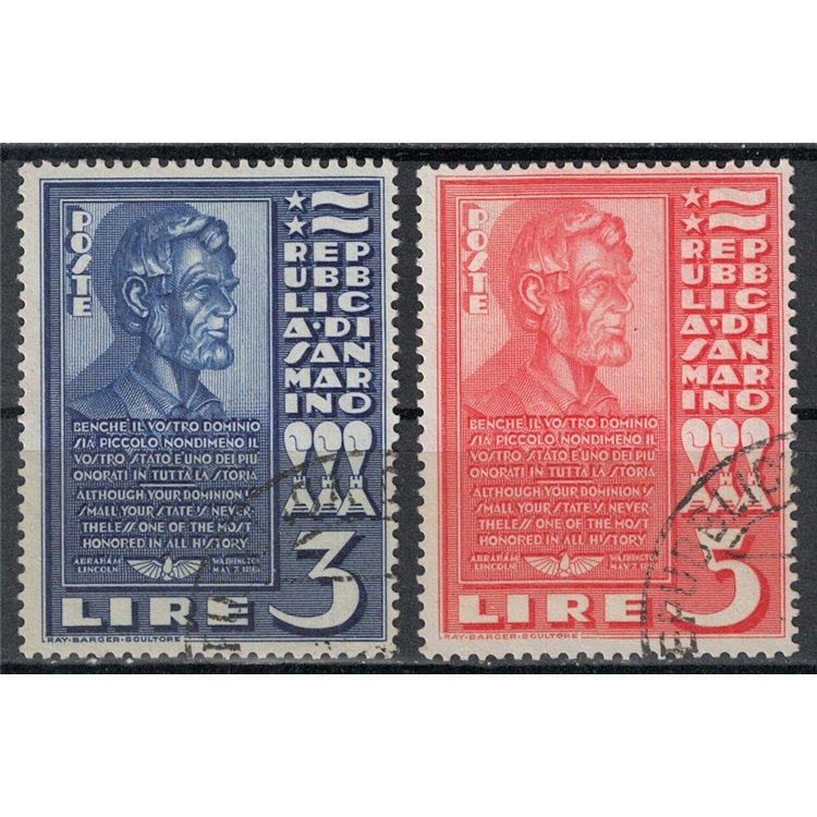 SAN MARINO 1938 Abraham Lincoln 2v us