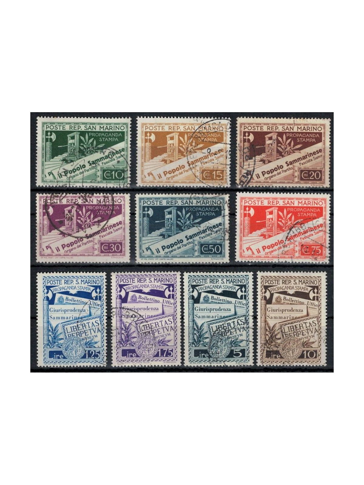 SAN MARINO 1943 Propaganda for the press 10v us