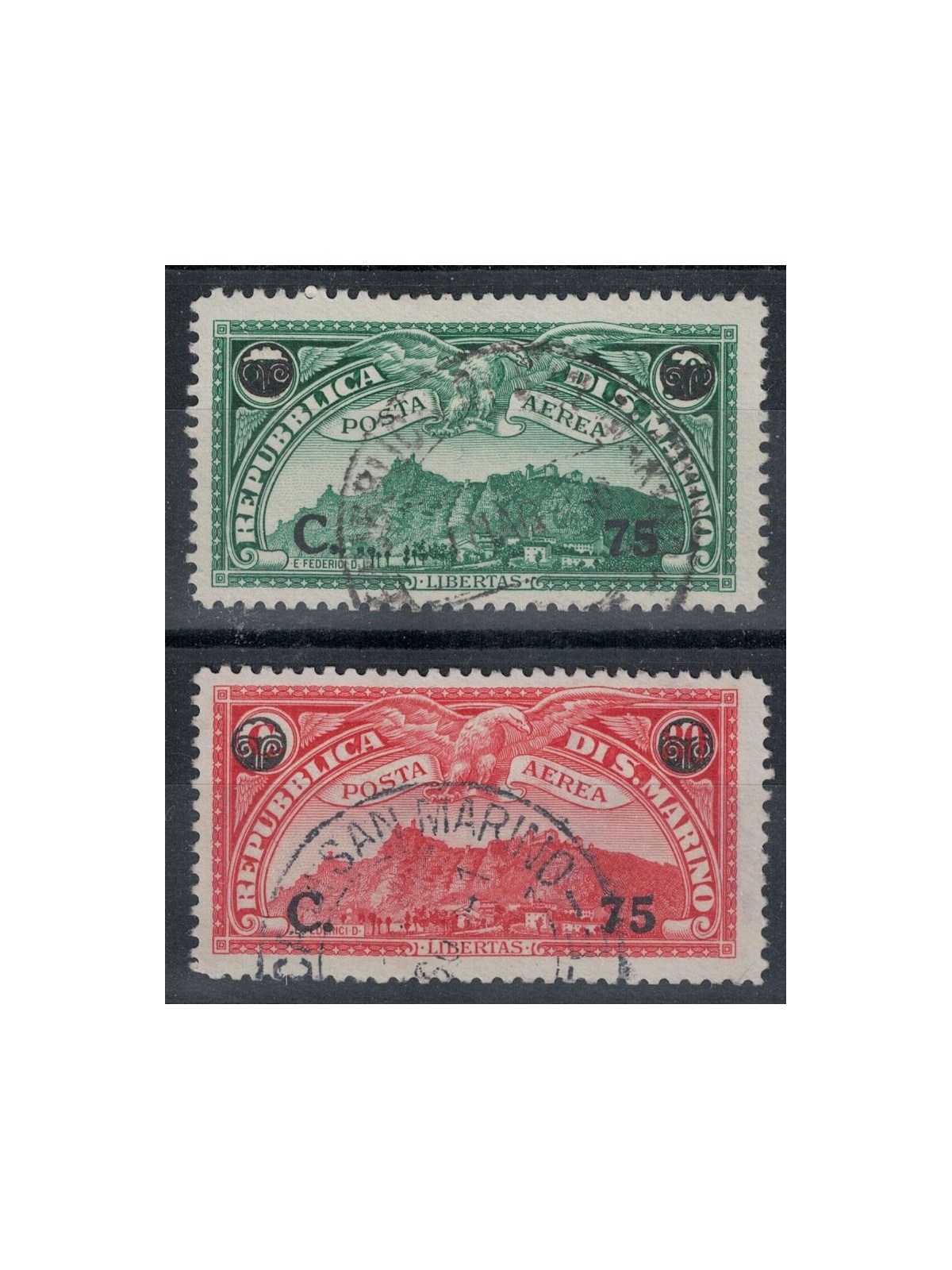 SAN MARINO 1936 Posta aerea 2v us