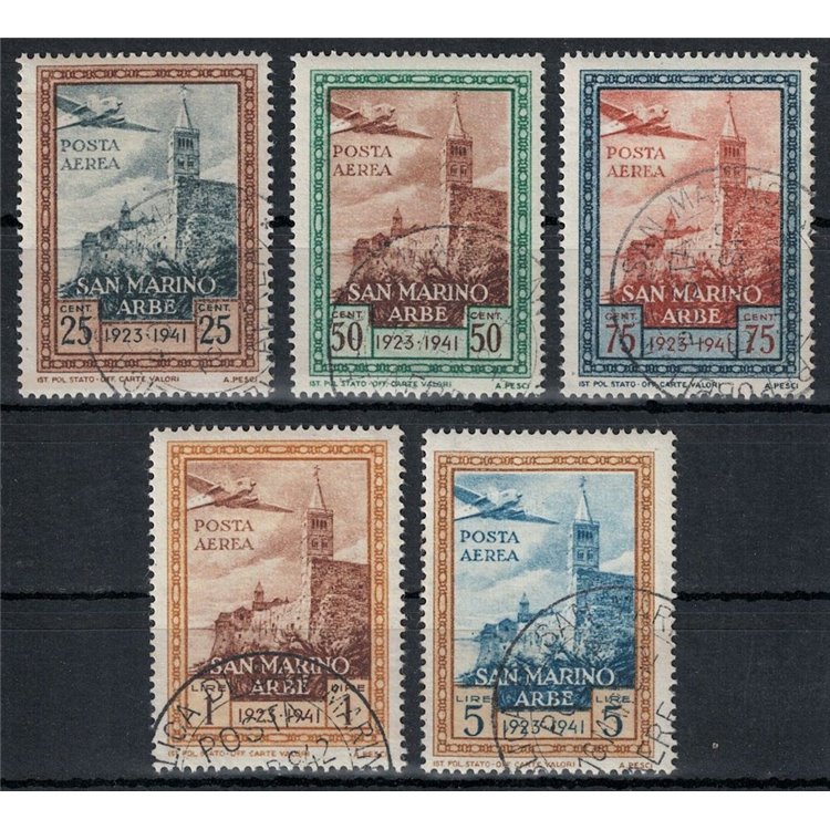 SAN MARINO 1942 Flag at Arbe (airmail) 5v us