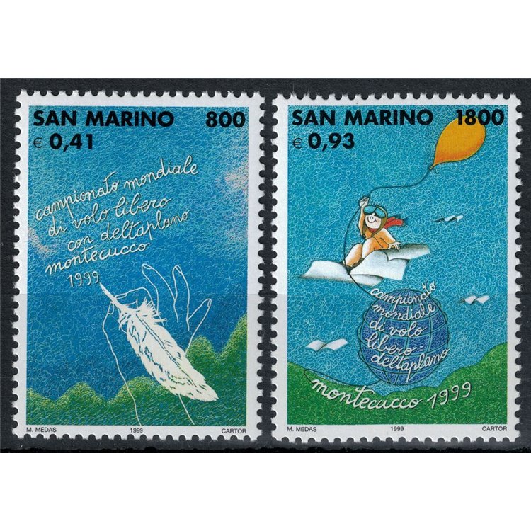 SAN MARINO 1999 Volo libero con deltaplano 2v MNH**