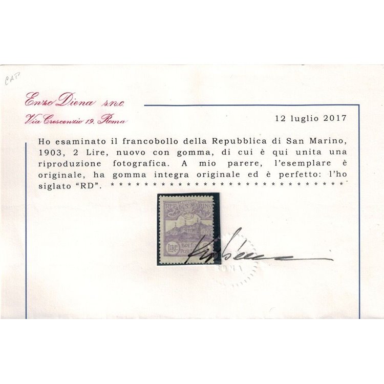 SAN MARINO 1903 Cifra o veduta 12v MNH** ©