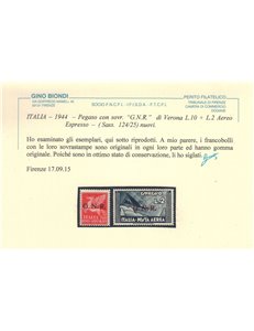ITALIA RSI 1943 Posta aerea (Verona) 9v MH* ©