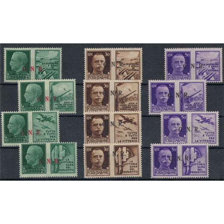 ITALIA RSI 1944 Propaganda di guerra GNR (Brescia 3° tipo) 12v MNH** ©
