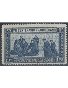 ITALY KINGDOM 1926 San Francesco, 1.25£ blue MNH**