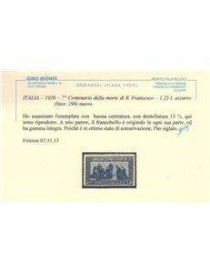 ITALIA REGNO 1926 San Francesco, 1,25₤ azzurro MNH**