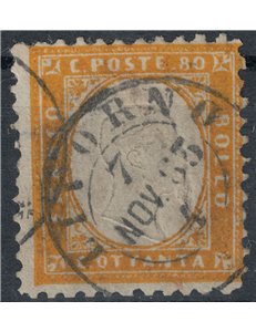 ITALY KINGDOM 1862 80c yellow orange us ©