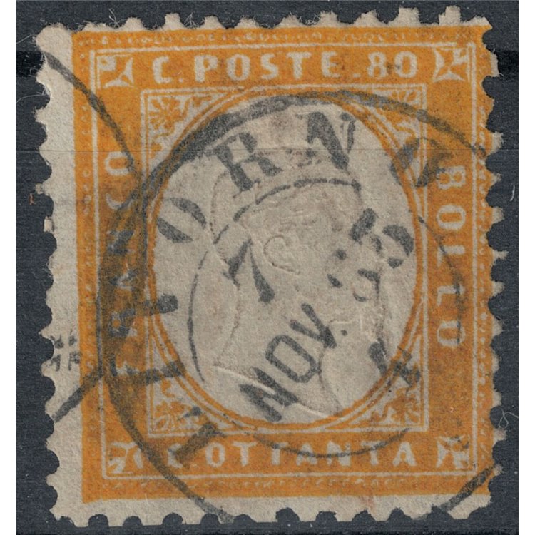 ITALY KINGDOM 1862 80c yellow orange us ©