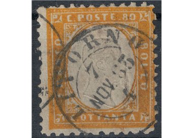 ITALY KINGDOM 1862 80c yellow orange us ©