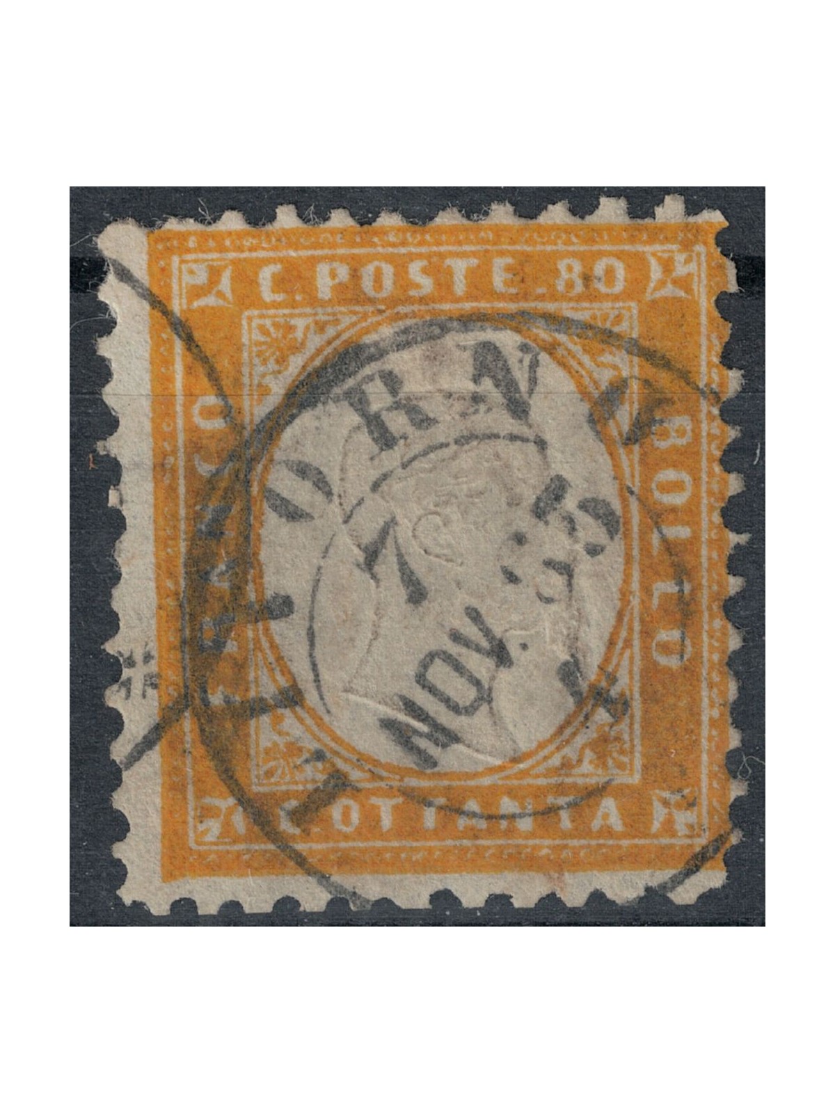 ITALY KINGDOM 1862 80c yellow orange us ©