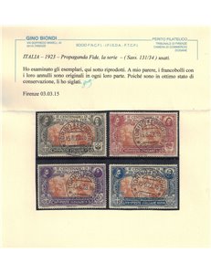 ITALIA REGNO 1923 Propaganda Fide 4v us ©
