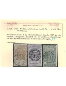 ITALIA REGNO 1923 Camicie Nere 3v us ©