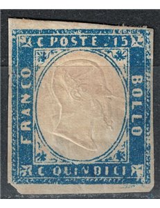 ITALY KINGDOM 1863 Matraire 15c blue MH*