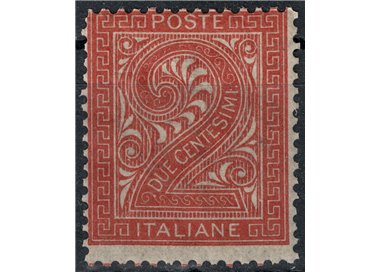 ITALIA REGNO 1865 De La Rue 2c mattone (Torino) MH*