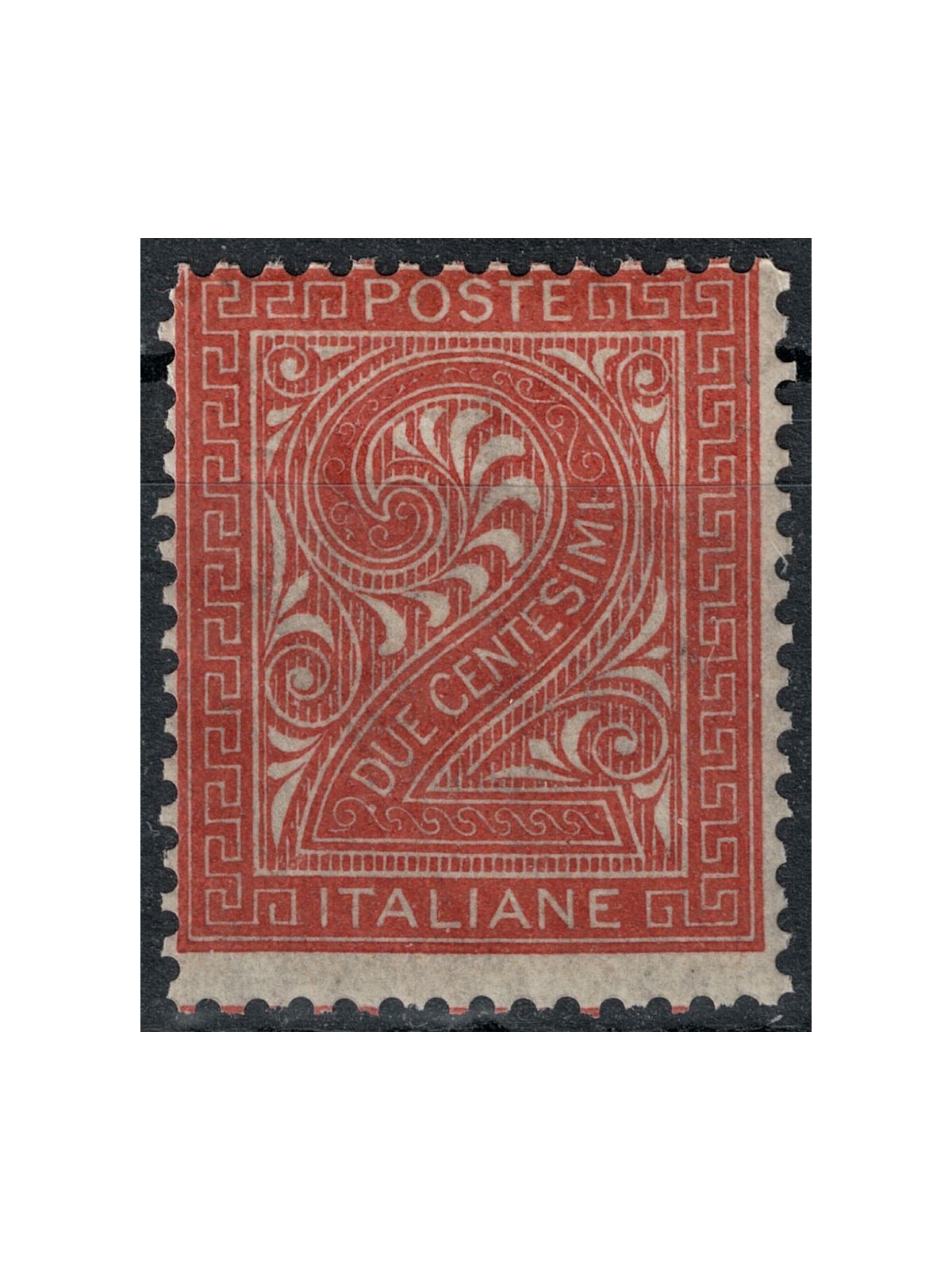 ITALIA REGNO 1865 De La Rue 2c mattone (Torino) MH*