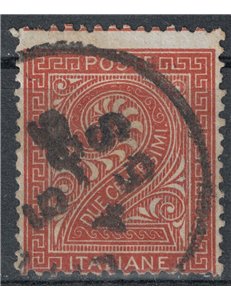 ITALIA REGNO 1865 De La Rue 2c mattone (Torino) us