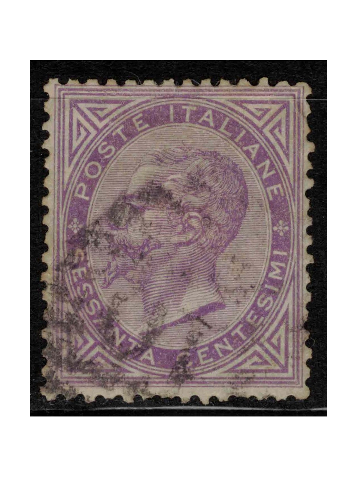 ITALY KINGDOM 1865 De La Rue 60c lilac (Turin) us