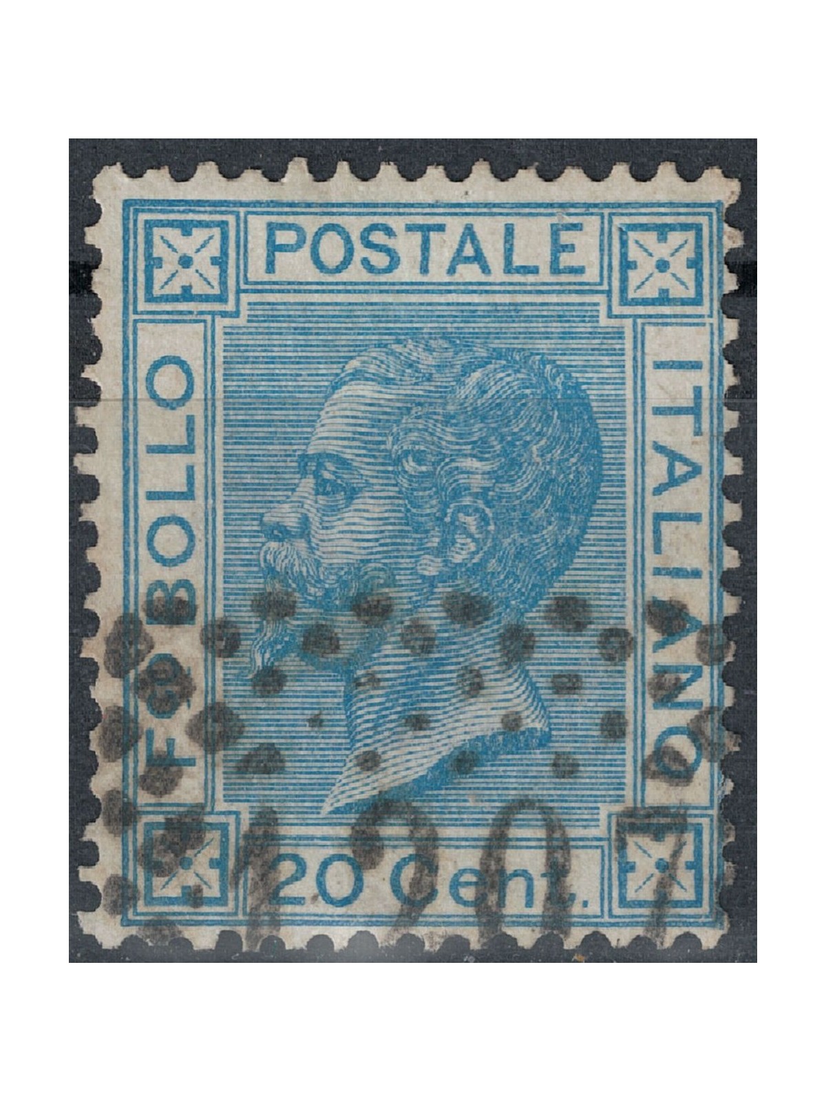 ITALIA REGNO 1867 20c azzurro (Torino) us