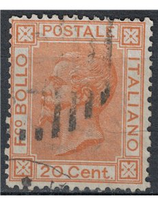 ITALY KINGDOM 1877 De La Rue 20c ochre us